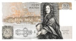 Inglaterra GBT-P-381a, 50 Pounds, ND-1991/93, Nº B50/217293, Look Scand, UNC