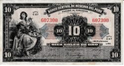 Perú PER-P-67Aa(41), 10 Soles, 26-Sept.-1941, Look Scand, XF+