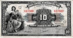 Perú PER-P-67Aa(47), 10 Soles, 17-Octubre-1947, Look Scand, Very Fine