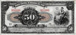 Perú PER-P-68Aa(41), 50 Soles, 26-Sept.-1941, Look Scand, Very Fine++