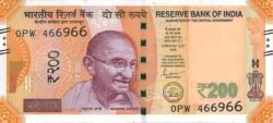 India IDI-P-113(24) F, 200 Rupees, 2024, Letra F, Ghandi, UNC