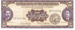 Filipinas, PHI-P-135e, 5 Pesos, 1949, UNC